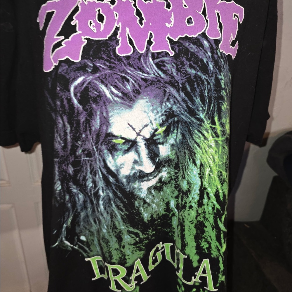 Black and Purple Short Sleeve Tee with Rob Zombie Graphic Dragula